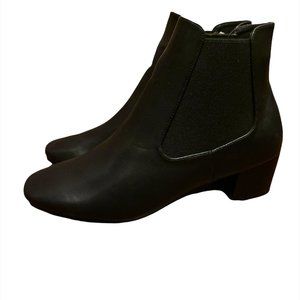 Brand New Basic Black Leather Ankle Booties
